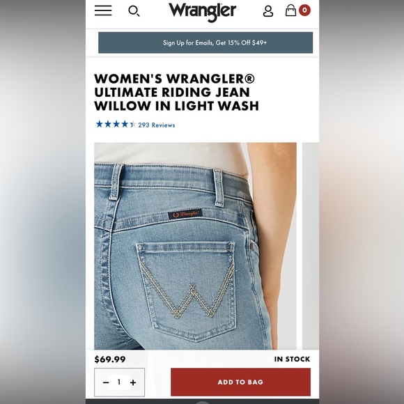 Wrangler Willow Ultimate Riding Jeans, Light Wash, Size 1x32 - Picture 11 of 15